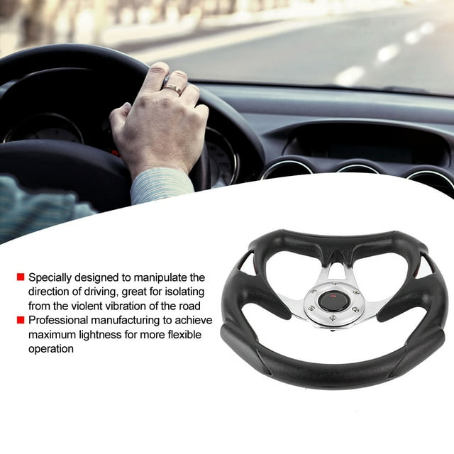 Sport Steering Wheel, Akozon 13in 320mm Universal Aluminum Car Racing Steering Wheel With PU Leather