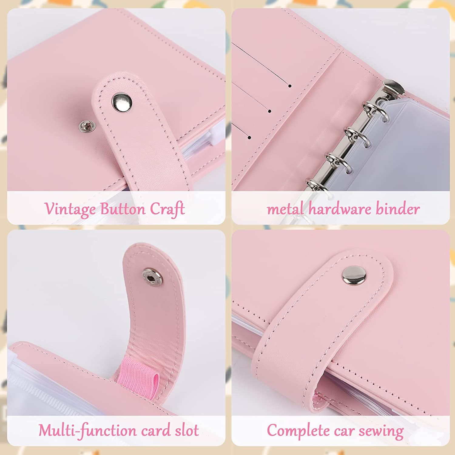A7 Wallet, A7 Pink Binder, Budget Binder, PU Leather Budget Binder