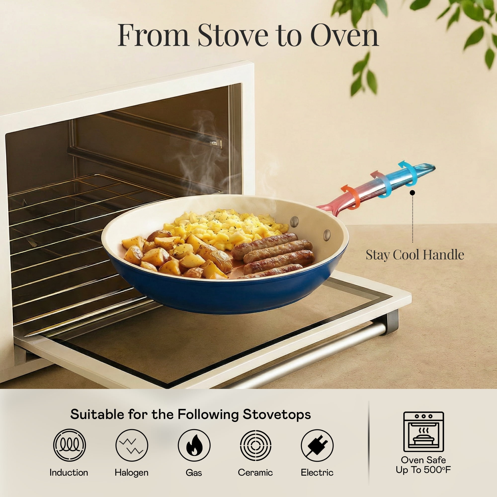 Gotham Steel Pro 13 Pc Ceramic Pots and Pans Set Non Stick, Ceramic Cookware Set, Induction Ready Pot and Pan Set, Forged Aluminum Construction, Dishwasher Safe, Natural Collection