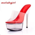 thumbnail image 5 of Mclubgirl 34-43 Summer Sexy Super High Heels 15CM Stiletto Waterproof Platform Sandals Transparent Crystal Wedding Shoes LFD, 5 of 6