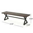 thumbnail image 4 of Ruby Outdoor Aluminum Dining Bench with Black Steel Frame, Brown, 4 of 5