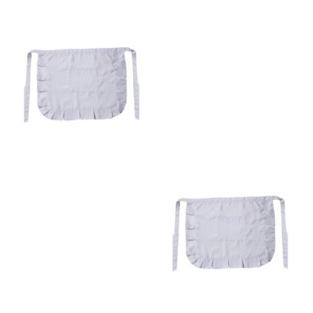 Ounissouiy Delantal Color sólido Traje de sirvienta moderna Camarera Medio delantal Cintura Babero Blanco 2Conjunto