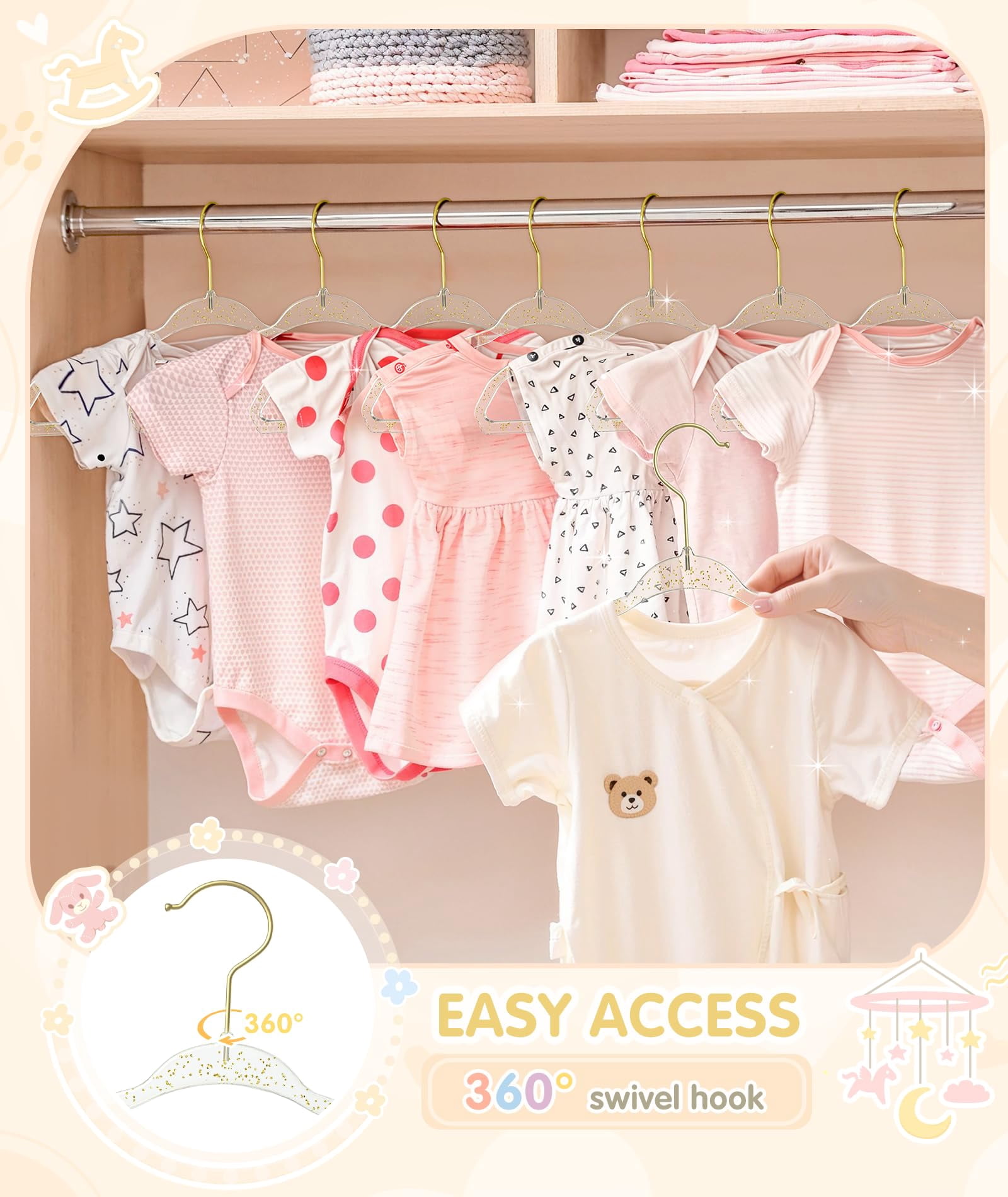 Gold Glitter 11 Inch Closet Clothes Hangers