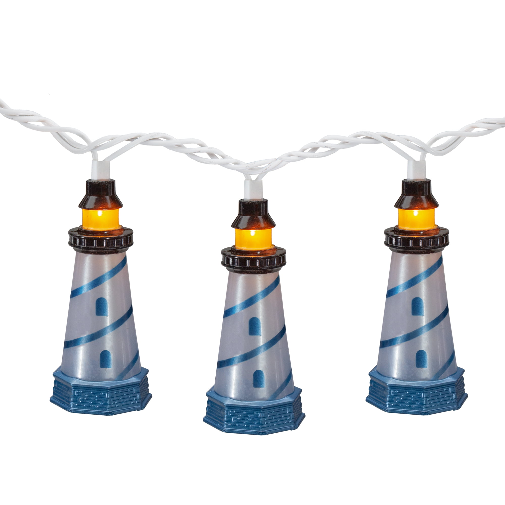 10 Lighthouse Summer Patio String Mini Novelty Lights 6 ft White Wire