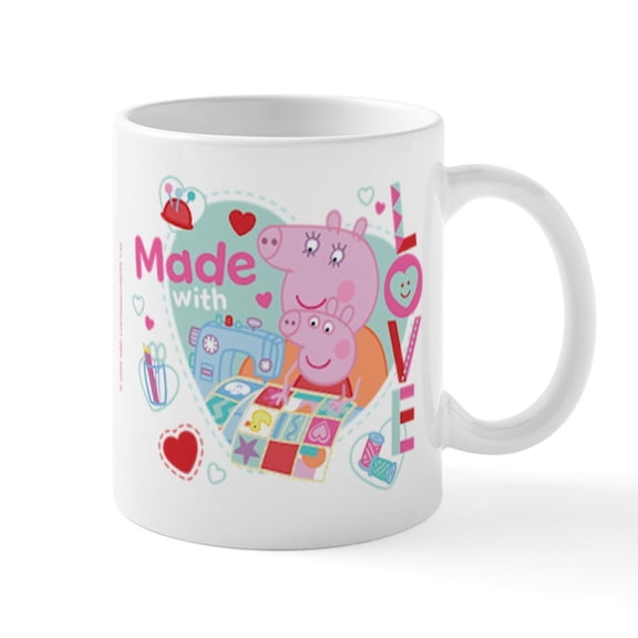 CafePress - Peppa Pig: Made With Love - 11 oz Ceramic Mug - Novelty Coffee Tea Cup