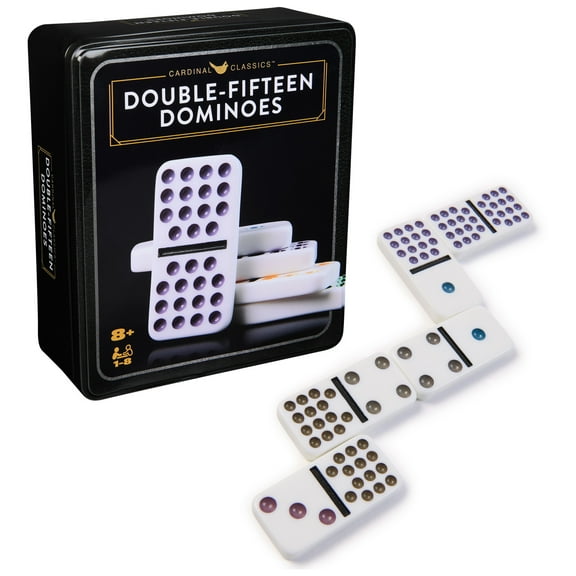 Spin Master Games, Cardinal Classics, Double Fifteen Dominoes Set in Storage Tin, Ages 8 and up