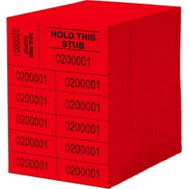 Auction Tickets - 500 Sheets - 10 Numbers per Sheet (Red)