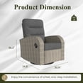 thumbnail image 2 of LayinSun Oversized Wicker Outdoor Swivel Glider Recliner with Adjustable Backrest & Footrest, Patio Reclining Lounge Chair - Set of 2, 2 of 7