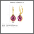 thumbnail image 5 of Gem Stone King 18K Yellow Gold Plated Silver Pink Mystic Topaz Leverback Dangle Earrings for Women (3.60 Cttw, Gemstone Birthstone, Oval 9X7MM), 5 of 5
