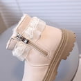 thumbnail image 7 of Girls Warm Ankle Boots Fleece Lined Lace Trim Side Zipper Booties Kids Cute Platform Non-Slip Short Boots Beige 8 Toddler, 7 of 7