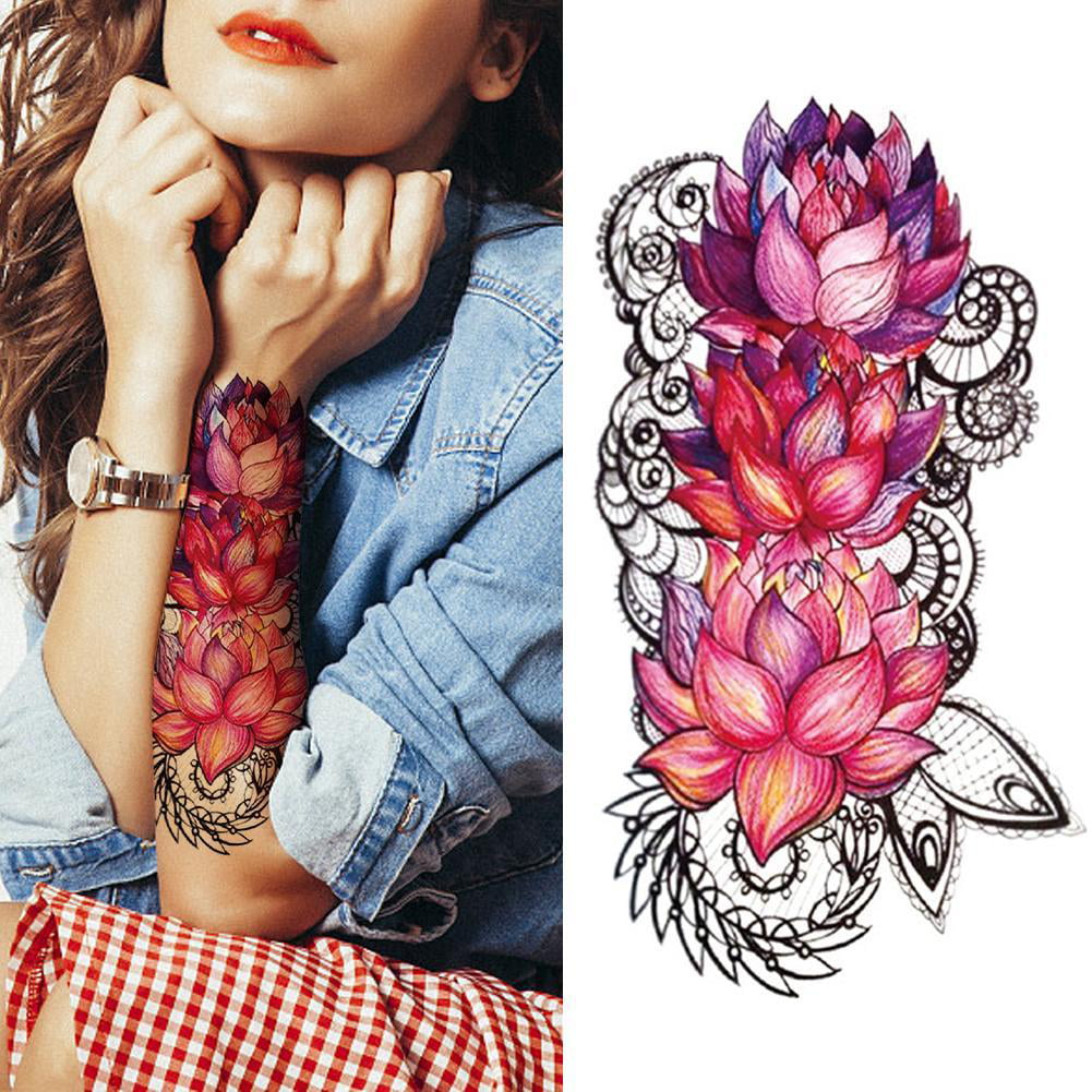 Cerlaza Temporary Tattoos for Women Henna Fake Flower Tattoos Stickers for  Adults Semi Permanent Half Sleeve Tattoos Body Leg Makeup Waterproof  Flower Tatuajes Temporales12 Sheets Beauty  Personal Care