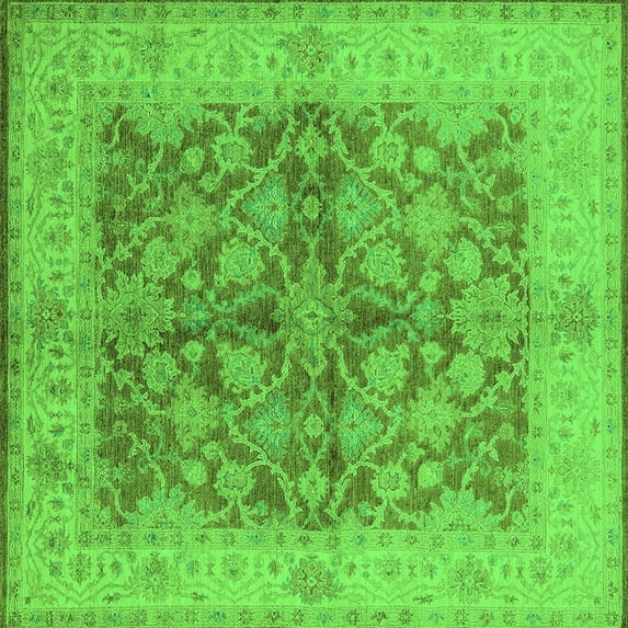 Ahgly Company Indoor Square Oriental Green Industrial Area Rugs, 5' Square