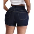 thumbnail image 2 of Gocolloa Plus Size Jean Shorts for Curvy Women Stretchy 3.5" Inseam Comfort High Waisted Denim Shorts Primary Blue 18W, 2 of 5