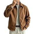 thumbnail image 2 of Men's Relaxed Fit Zip Up Jacket Lapel Collar Smooth Textured Coat with Pockets Fully Lined Casual Spring Fall Outfits Outerwear, 2 of 7