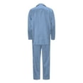thumbnail image 4 of HNMKIU Soft Matching Family Pajamas Set with Buttons Long Sleeve Solid Color Family Casual Wear Home Sleepwear Light Blue,Men:L, 4 of 9