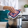thumbnail image 4 of 4th of July Blue Star Pot Holders for Kitchen Heatproof Potholder, 4 Pack Red Stripes Patriot Independence Day Hot Pads Multipurpose Oven Pads Cloth Potholders Trivet for Cooking and Baking, 4 of 8