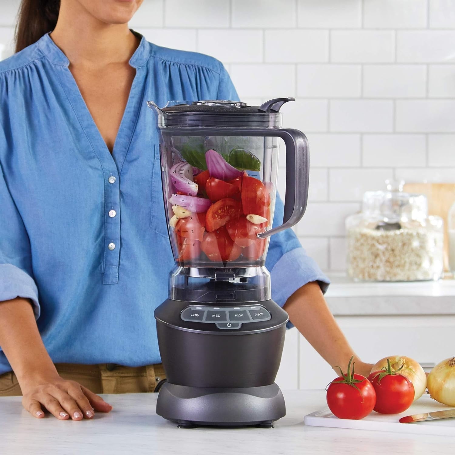 Dark Gray Countertop Blender, 64Oz 1200W Multi-Functional Blender for Smoothies, Shakes, Frozen Drinks & Food Prep, Powerful Kitchen Appliance