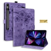 Dteck Case for Samsung Galaxy Tab S10 FE Plus 13.1 inch 2025 Model X620 / X626B,Premium PU Leather Embossed Flower Folio Case Multi-Viewing Angles Stand Tablet Cover for Galaxy Tab S10 FE+,Purple