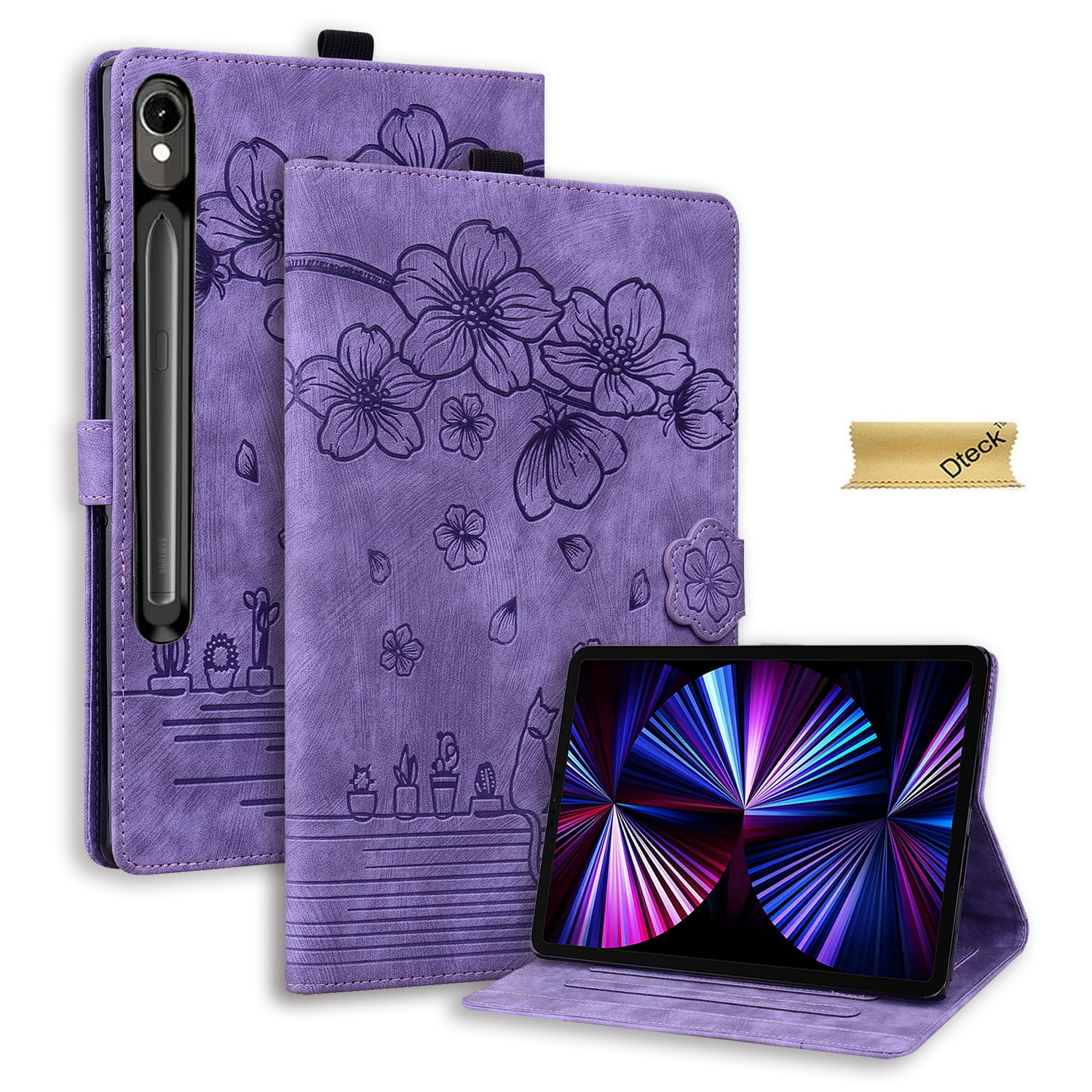 Dteck Case for Samsung Galaxy Tab S10 FE Plus 13.1 inch 2025 Model X620 / X626B,Premium PU Leather Embossed Flower Folio Case Multi-Viewing Angles Stand Tablet Cover for Galaxy Tab S10 FE+,Purple