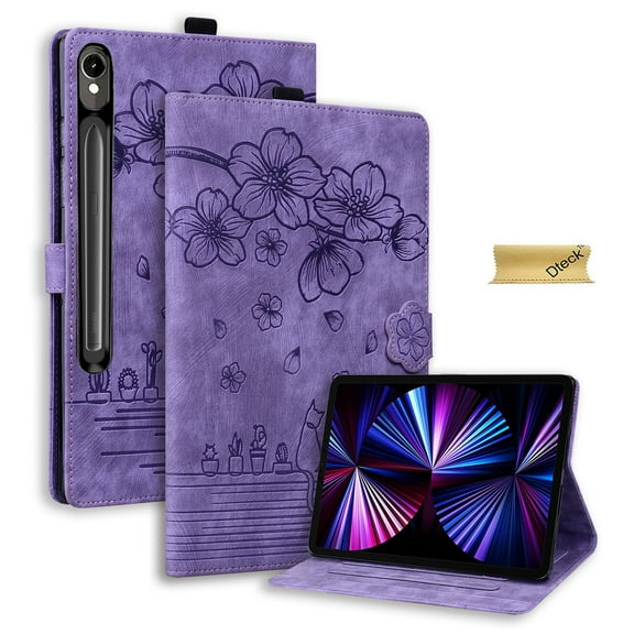 Dteck Case for Samsung Galaxy Tab S10 FE Plus 13.1 inch 2025 Model X620 / X626B,Premium PU Leather Embossed Flower Folio Case Multi-Viewing Angles Stand Tablet Cover for Galaxy Tab S10 FE ,Purple