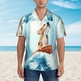 thumbnail image 2 of Lsque dog surfing on surfboard Pattern Hawaiian Shirt for Men Unisex Summer Beach Casual Short Sleeve Cotton Linen Button Down Shirts,Medium, 2 of 7