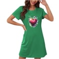 thumbnail image 1 of Camisón corto de talla grande para mujer, camisón de manga corta con estampado de pecho a la moda, camisón para mujer, 1 of 2