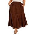 thumbnail image 3 of Beautybatik Brown Women Cotton Boho Gypsy Long Maxi Godet Flare Skirt 1x, 3 of 6