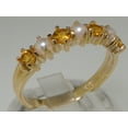 thumbnail image 2 of LBG 14k Yellow Gold Cultured Pearl & Citrine Womans Eternity Ring - Size 5, 2 of 5
