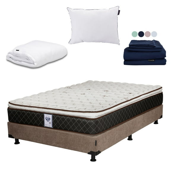 Colchón Individual Minesota + Box + Almohada One + Protector Cloud + Sábanas Softy