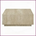 thumbnail image 3 of Beige Travertine Square Coffee Table - Durable Fixed Top for Living Room, Natural Stone Charm, 3 of 5