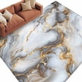 thumbnail image 2 of 5'x8' Area Rugs, Marble White Yellow Indoor Outdoor Area Rug for Living Room Bedroom, Modern Art Ink Painting Washable Bathroom Rugs Kitchen Floor Carpet Mats Home Decor Aesthetic, 2 of 8