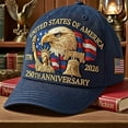 thumbnail image 6 of Eagle & Liberty United States 250th Anniversary Commemorative Hat USA Patriotic Baseball Cap Embroidered Printed Adjustable, Unisex, Tribute Gift for Veterans, Men, Women, 1766-2026, 6 of 8