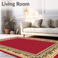 thumbnail image 2 of ODIKA 4'x6' Machine Washable Non-Slip Area Rug, Modern Bordered Medallion with Subtle Leaf Motifs and Vintage Accents High Traffic Rug with Pad, Red, 588346, 2 of 8