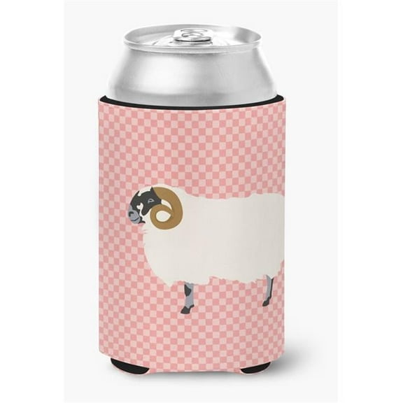Scottish Blackface Sheep Pink Check Can or Bottle Hugger