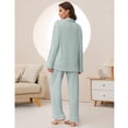 thumbnail image 2 of U2SKIIN Women Button Up Pajama Sets,Long Sleeve Sleepwear knit Lounge Pjs,(Light Green,L), 2 of 5