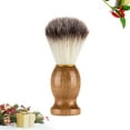 thumbnail image 2 of Brown Wooden Handle Nylon Bristles Beard Shaving Brush for Men with 3.5 inches, 2 of 6