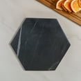 thumbnail image 3 of 4Pc Marble Hexagon Coaster 4X4" Black, 3 of 4
