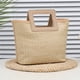 thumbnail image 5 of Bolsa de tela tejida con paja de gran capacidad y asa cuadrada para playa, viajes y uso diario, 5 of 6