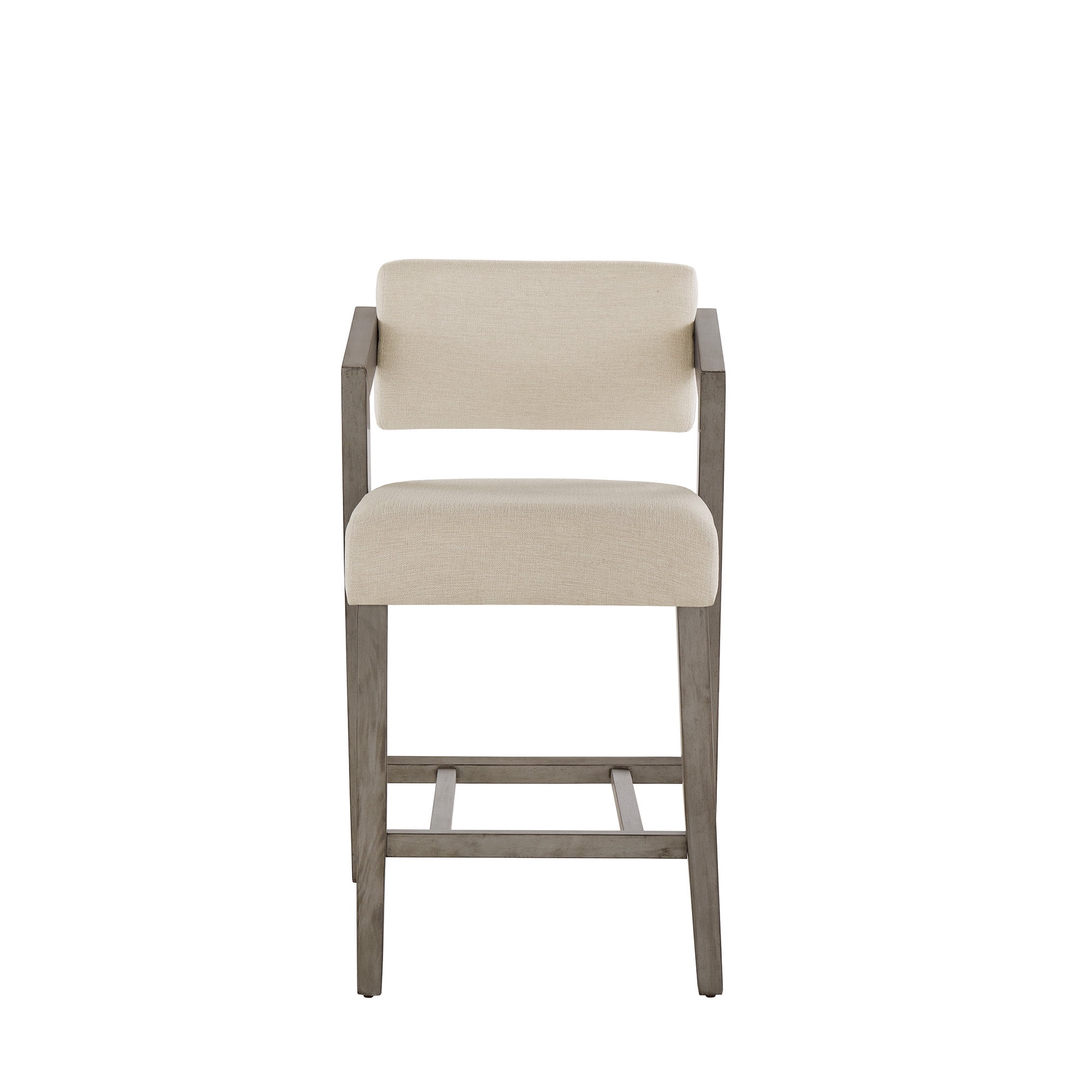 Weston Home Billings Wood Finish Counter Height Chair with Ivory Linen Seat, Aged Gray