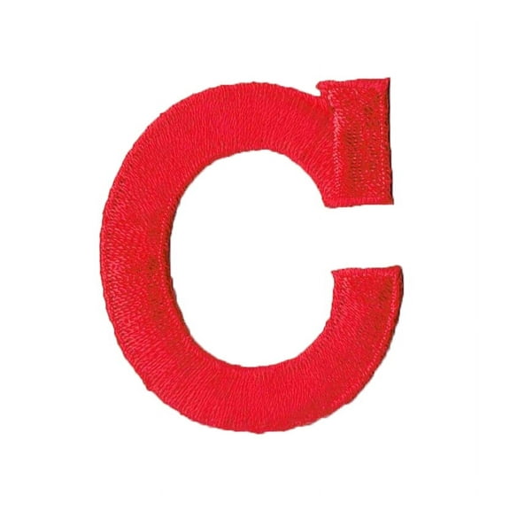 Alphabet Letter - C - Color Red - 2" Block Style - Iron On Embroidered Applique Patch
