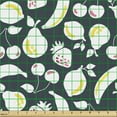 thumbnail image 2 of Fruits Fabric by the Yard, Summer Foods Apple Banana Cherry Strawberry Lemon Branches Fresh, Decorative Upholstery Fabric for Sofas and Home Accents, Dark Blue White and Yellow by Ambesonne, 2 of 5