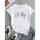 thumbnail image 2 of [Letter Print] Women's Casual Crew Neck T-Shirt | Regular Fit | Everyday Top | Spring/Summer/Fall, 2 of 4