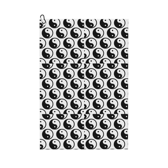 Fuzoiu Yin Yang Print Golf Towel, Microfiber Golf Towels for Golf Bags with Clip,16" x 24" Portable Golf Towel,Best Gifts for Father Men Golf Fan Golfer