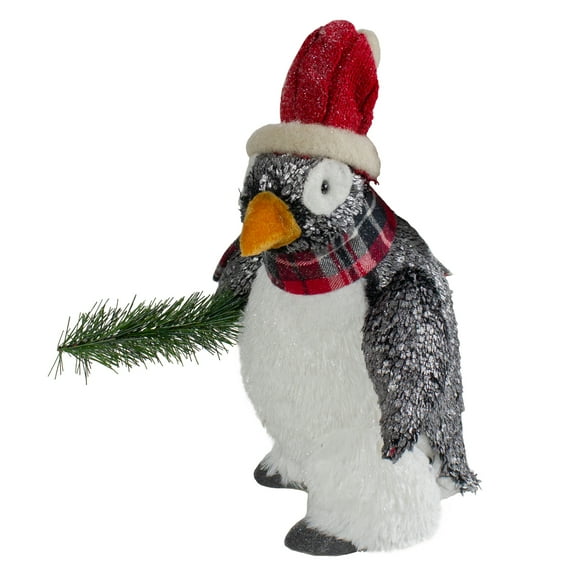 Northlight Plush Winter Penguin with Pine Branch Christmas Figure - 13"