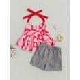 thumbnail image 4 of Coduop Toddler Girls 2Pcs Outfit Set,Halter Slign Tops and Short Pants Two-piece Clothes Set, 4 of 9