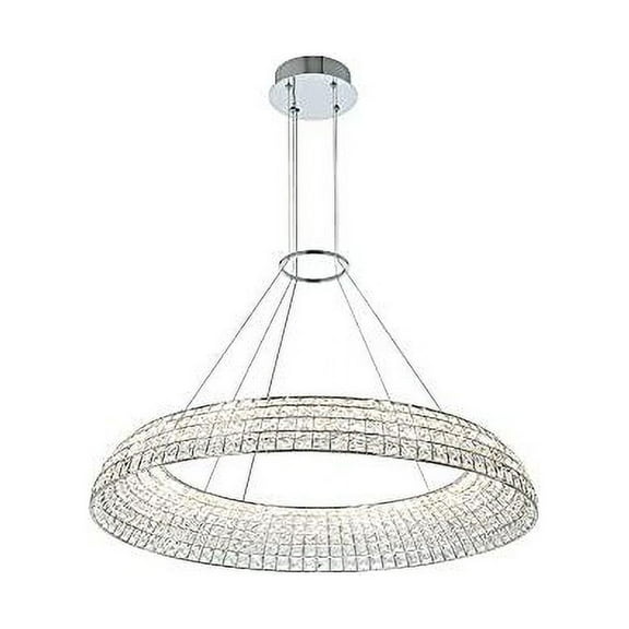 037557-010-FR001-Allegri Lighting-Nuvole - 36 Inch 65W LED Pendant   Chrome Finish with Clear Firenze Crystal