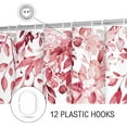 thumbnail image 5 of Extra Long Shower Curtain 72 x 84, Tall Pink Floral Shower Curtain for Bathroom, Watercolor Plant Eucalyptus Leaves Fabric Shower Curtain Set with Hooks, 5 of 6