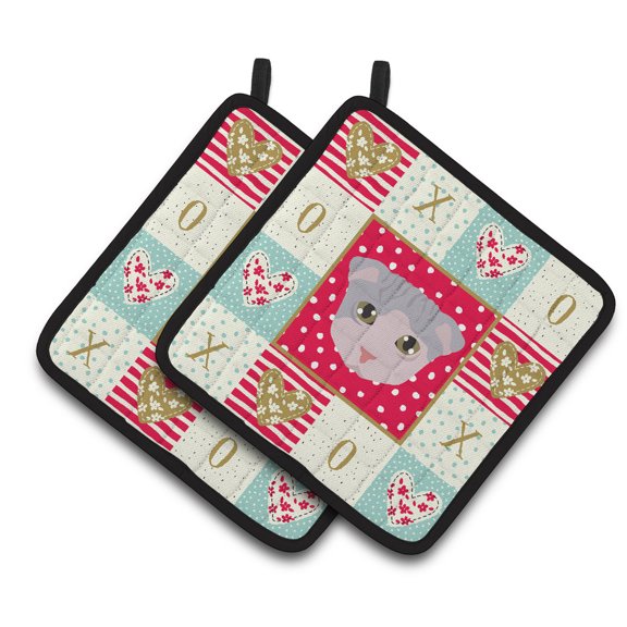 Carolines Treasures CK5177PTHD Ukrainian Levkoy Cat Love Pair of Pot Holders 7.5HX7.5W multicolor