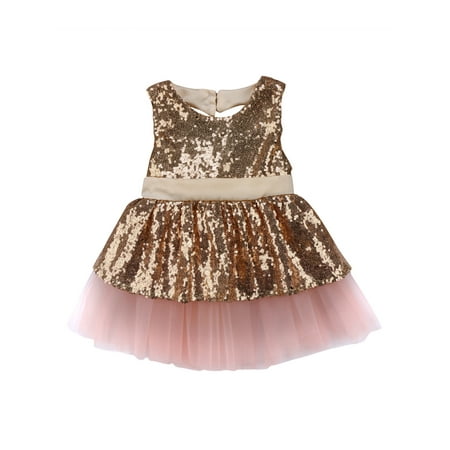 

Musuos Baby Girls Sequins Dress Wedding Party Gown Formal Dresses Summer Outfits