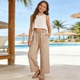 thumbnail image 2 of MuXiKeJi Clothes Girls Wide Leg Linen Pants Casual Summer Beach Palazzo Pants Flowy Boho High Waisted Lounge Trousers with Pockets 12-13 Years, 2 of 7